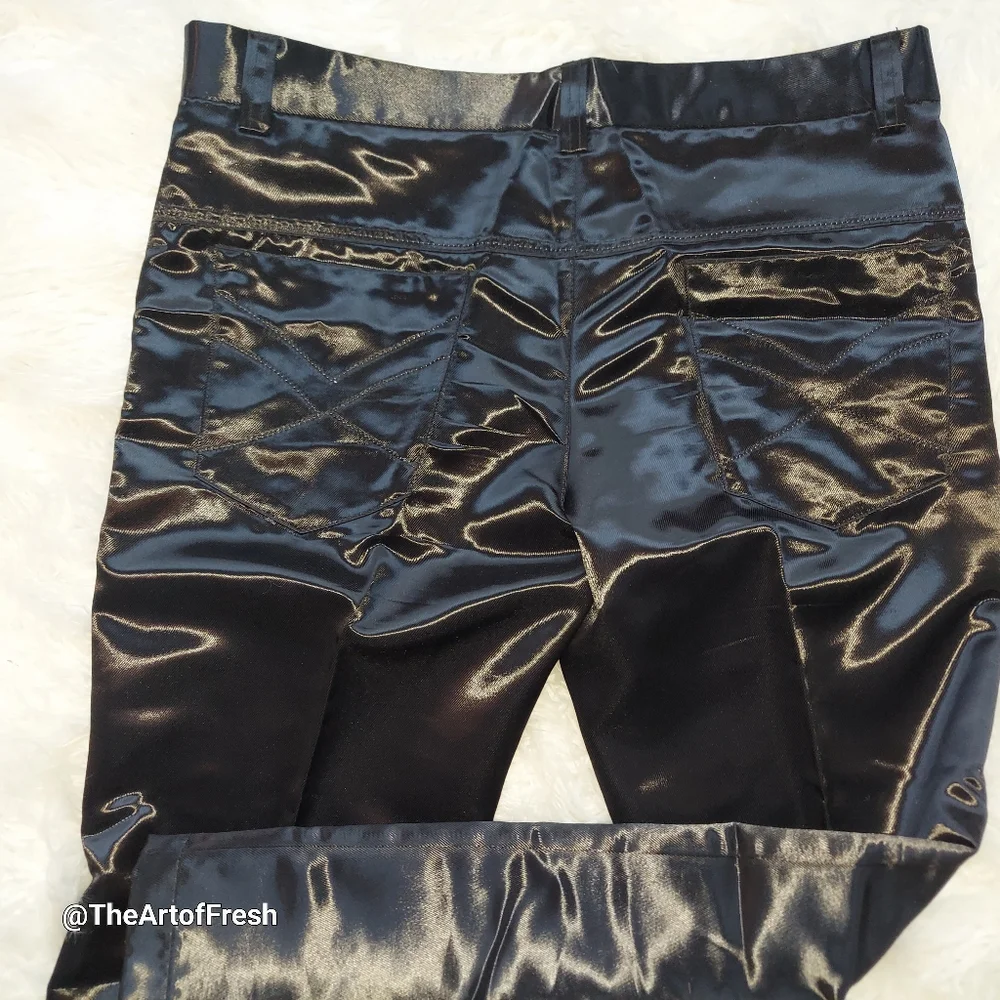 Mens 2pc Modern Fit Suit Shiny Wet  Black (Unisex) - Picture 13 of 14